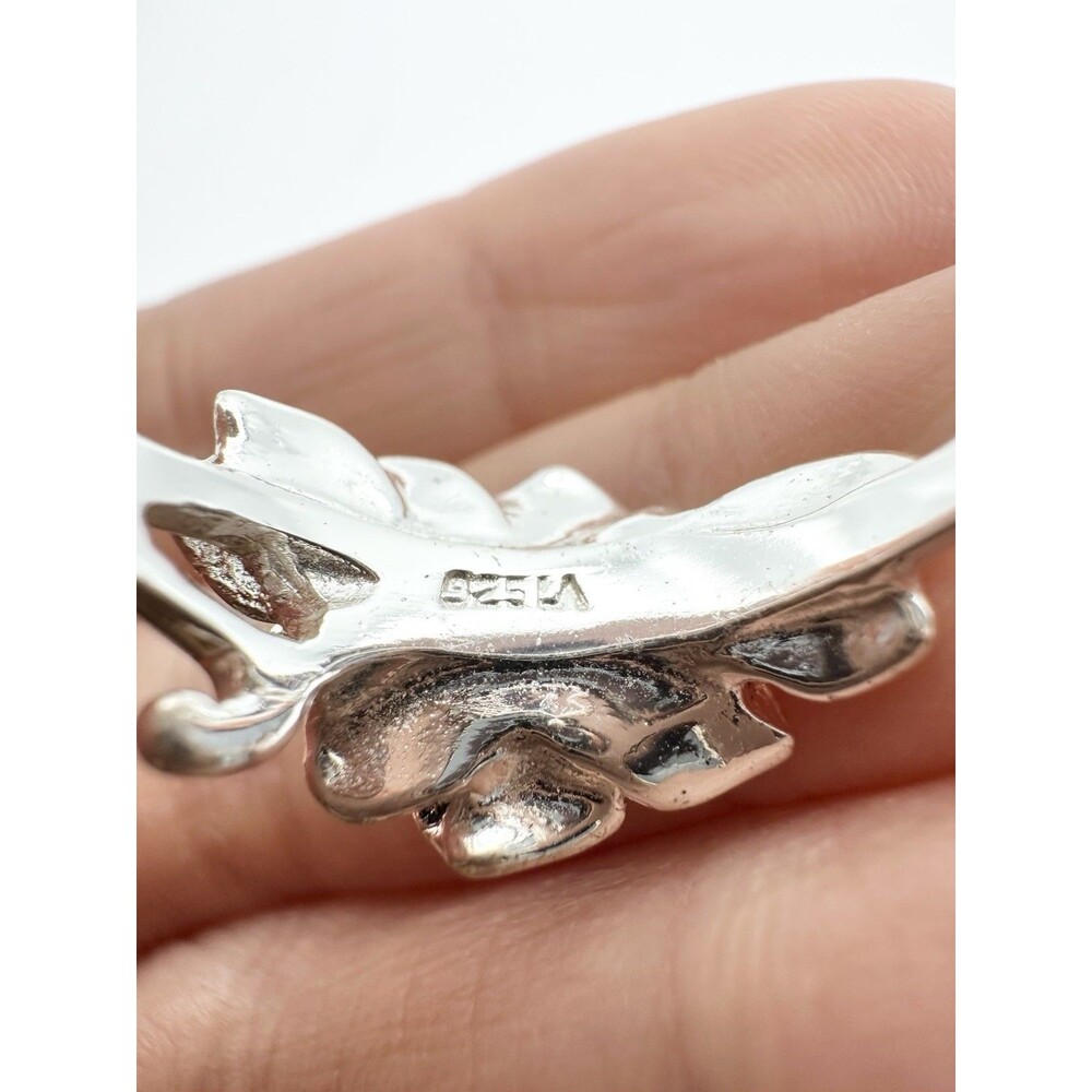 Sterling Silver 3D Rose Flower Ring Size 8.25 - Picture 4 of 6